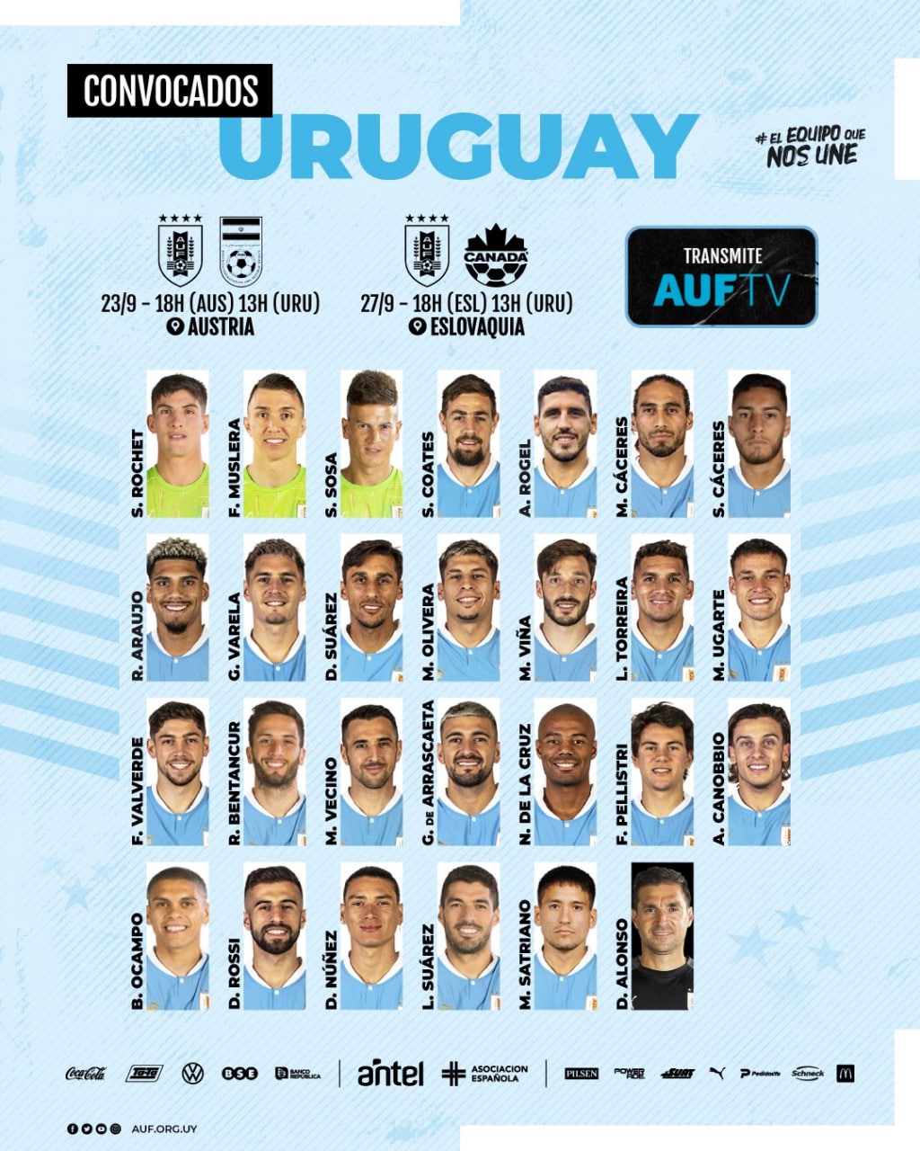 لیست اروگوئه برای بازی دوستانه با ایران